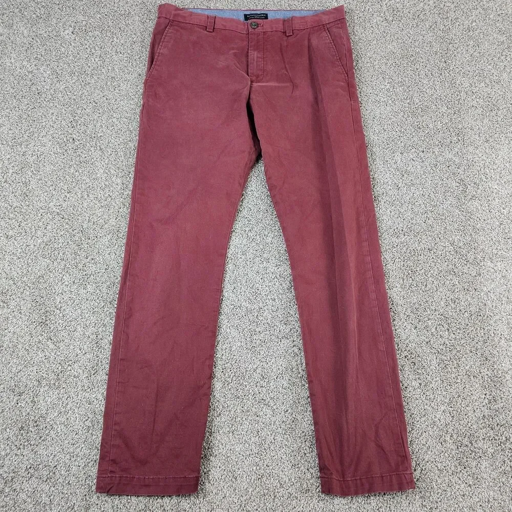 Banana Republic Pants Mens 35x32 Maroon Red Fulton Skinny Chino Stretch Preppy